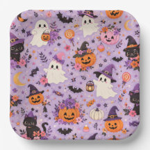 かわいいハロウィン スクエアペーパープレート