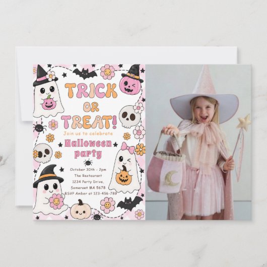 かわいいハロウィン トリック オア トリート 招待状 (正面)