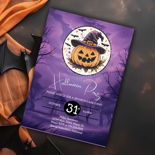 かわいいハロウィン・パンプキン・バースデーパーティー 招待状