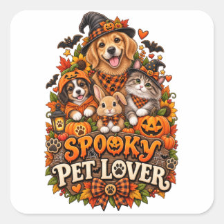 かわいいハロウィン・ペット・パンプキン スクエアシール