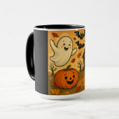 かわいいハロウィン/秋の幽霊のかぼちゃのキャラクター マグカップ (正面左)