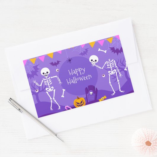 かわいいハロウィン 長方形シール (封筒)