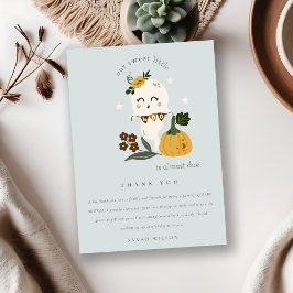 かわいいハロウィン 青い幽霊 リトルブー ベイビーシャワー サンキューカード