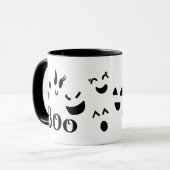 かわいいハロウィン 黒と白のブーおばけの顔 マグカップ (正面左)