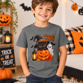 かわいいハロウィン 黒猫 パンプキン ゴースト BOO Tシャツ