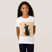 かわいいハロウィン 黒猫 魔女の帽子 パンプキン Tシャツ (正面フル)