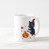 かわいいハロウィン 黒猫 魔女 マグカップ (正面右)