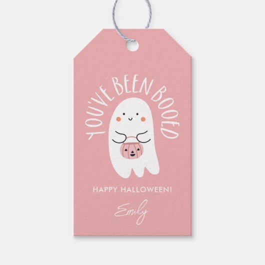 かわいいハロウィーンあなたがブーイングされたラベル ギフトタグ (正面)