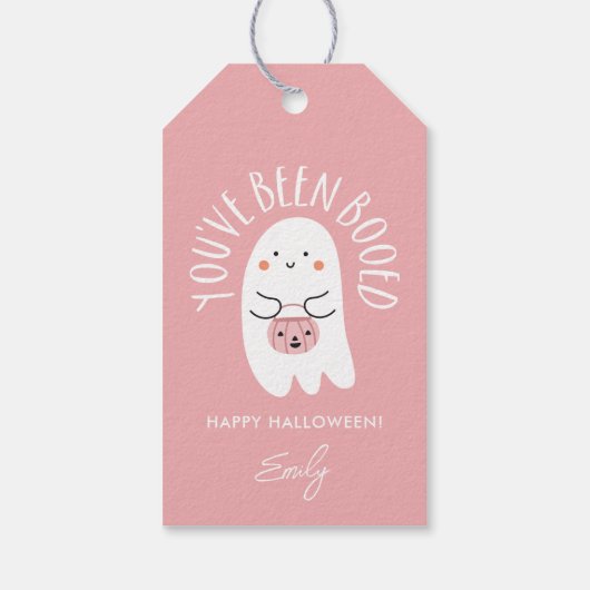 かわいいハロウィーンあなたがブーイングされたラベル ギフトタグ (裏面)