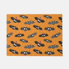 かわいいハロウィーンこうもりと紙吹雪と帽子 ドアマット