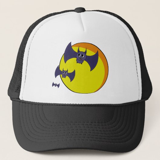 かわいいハロウィーンこうもりと美しい満月 キャップ (正面)
