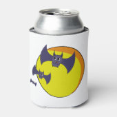 かわいいハロウィーンこうもりと美しい満月 缶クーラー (缶正面)