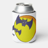 かわいいハロウィーンこうもりと美しい満月 缶クーラー (缶裏面)