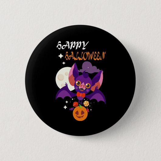 かわいいハロウィーンこうもりギフトアイディア 缶バッジ (正面)