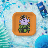 かわいいハロウィーンで怖い夜幽霊パーティー ペーパープレート (パーティー)