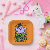 かわいいハロウィーンで怖い夜幽霊パーティー ペーパープレート (パーティー)