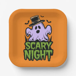 かわいいハロウィーンで怖い夜幽霊パーティー ペーパープレート
