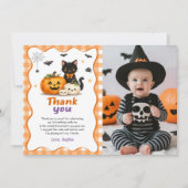 かわいいハロウィーンのお誕生日お礼カード 招待状 (正面)
