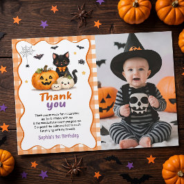 かわいいハロウィーンのお誕生日お礼カード 招待状