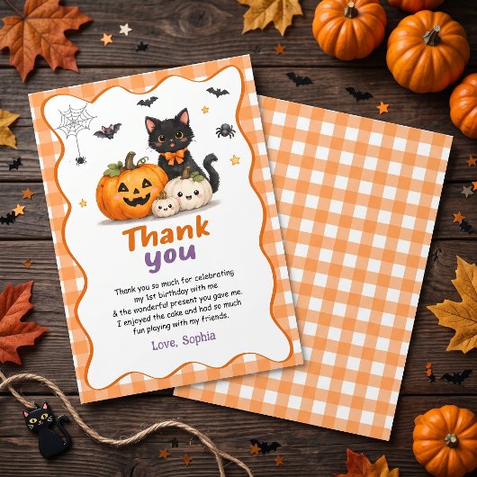 かわいいハロウィーンのお誕生日お礼カード 招待状