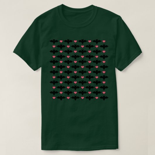 かわいいハロウィーンのこうもりとハート Tシャツ (デザイン正面)