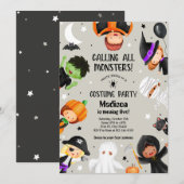 かわいいハロウィーンのすごいコスチュームの誕生日パーティー 招待状 (正面/裏面)