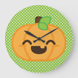 かわいいハロウィーンのカボチャのちょうちんパンプキンウォールクロック ラージ壁時計