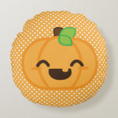 かわいいハロウィーンのカボチャのちょうちんパンプキンラウンドピロー ラウンドクッション (正面)