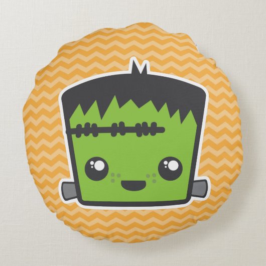 かわいいハロウィーンのカボチャのちょうちんパンプキンラウンドピロー ラウンドクッション (裏面)