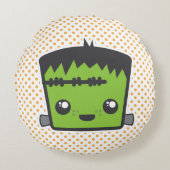 かわいいハロウィーンのカボチャのちょうちんパンプキンラウンドピロー ラウンドクッション (正面)