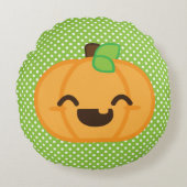 かわいいハロウィーンのカボチャのちょうちんパンプキンラウンドピロー ラウンドクッション (正面)