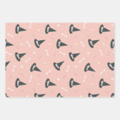 かわいいハロウィーンのカボチャの帽子と骨のかわいい ラッピングペーパーシート (正面2)