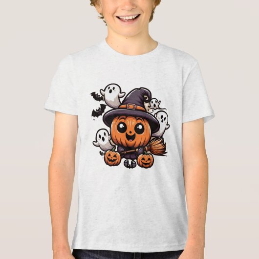 かわいいハロウィーンのカボチャキャラクター トライブレンドＴシャツ (正面)