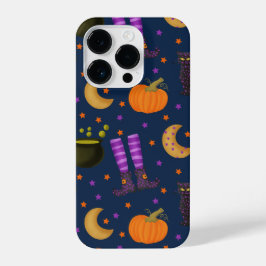 かわいいハロウィーンのカボチャ、猫、月 iPhone 14 PROケース
