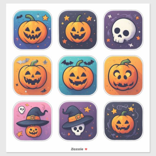 かわいいハロウィーンのキャラクターアイコンセット 👻 シール (シート)