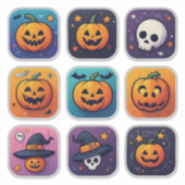 かわいいハロウィーンのキャラクターアイコンセット 👻 シール (正面)