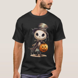 かわいいハロウィーンのスケルトンカボチャのアート – 秋のスポック Tシャツ