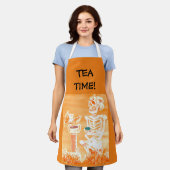 かわいいハロウィーンのスケルトン – こうもりティーキッチンエプロン エプロン (着用した状態)
