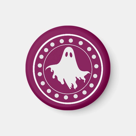 かわいいハロウィーンのスプーキーゴースト オレンジと白 マグネット (正面)