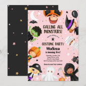 かわいいハロウィーンのスプークタキュラーコスチューム誕生日パーティー 招待状 (正面/裏面)