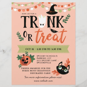 かわいいハロウィーンのトランクまたは治療の社会的距離 チラシ