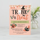 かわいいハロウィーンのトランクまたは治療の社会的距離 招待状 (スタンド正面)