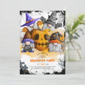 かわいいハロウィーンのノーム子供パーティーの招待状 招待状 (スタンド正面)
