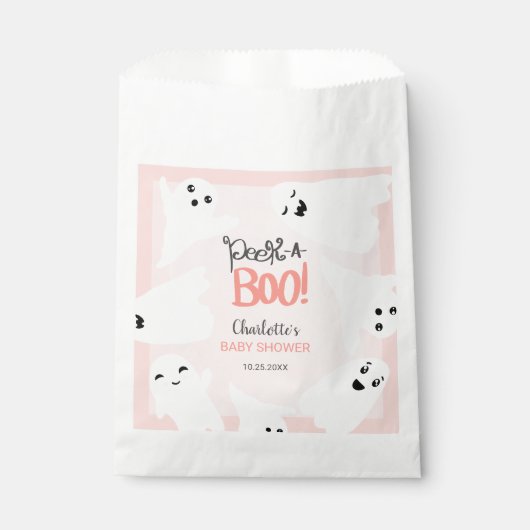 かわいいハロウィーンのブー幽霊ピンクの赤ちゃんシャワー フェイバーバッグ (正面)
