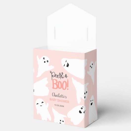 かわいいハロウィーンのブー幽霊ピンクの赤ちゃんシャワー フェイバーボックス (オープン)
