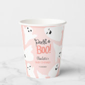 かわいいハロウィーンのブー幽霊ピンクの赤ちゃんシャワー 紙コップ (裏面)