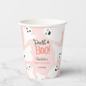 かわいいハロウィーンのブー幽霊ピンクの赤ちゃんシャワー 紙コップ (正面)