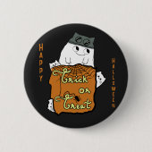 かわいいハロウィーンのブー – トリックまたはトリートハロウィーン 缶バッジ (正面)