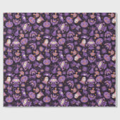 かわいいハロウィーンのレトロなパターン暗い。ハッピーハローウィン ラッピングペーパー (フラット)