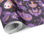 かわいいハロウィーンのレトロなパターン暗い。ハッピーハローウィン ラッピングペーパー (ロールコーナー)